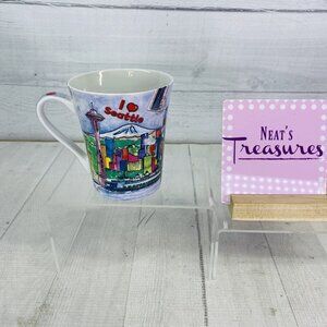 1981 The Postcard Factory I LOVE SEATTLE I LOVE SPACE NOODLE Graphic Mug Cup
